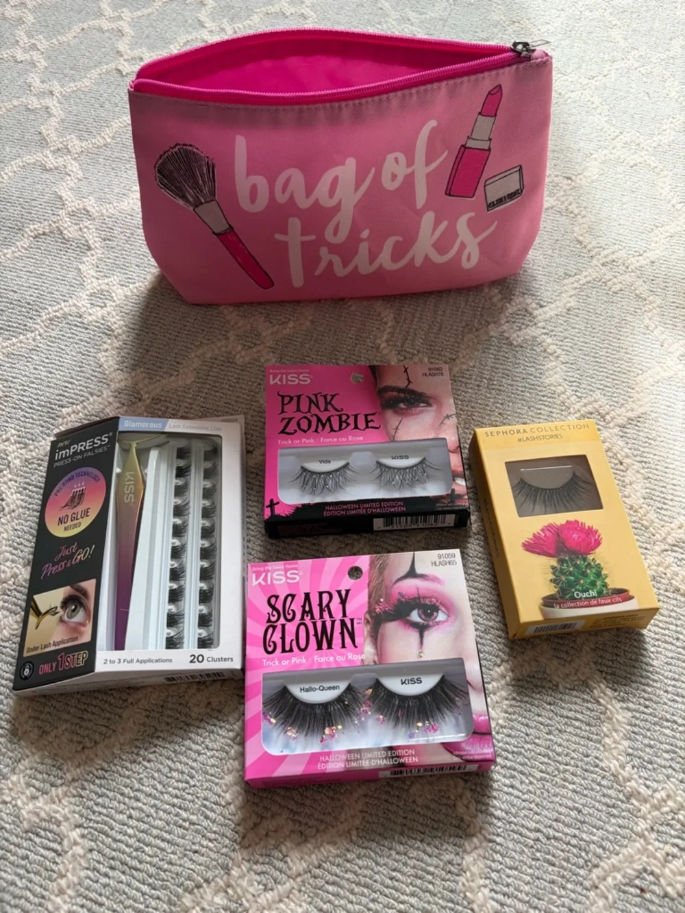 False Lashes Bundle with Pink Makeup Bag - New in Box